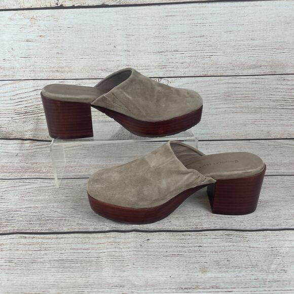 Chocolat Blu Vanessa Womens Sz 6 Platform Mules Taupe Gray - Picture 2 of 10